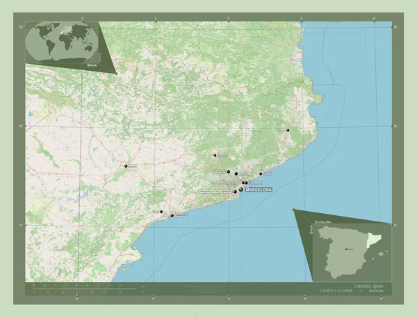 Cataluna Autonomous Community Spain Open Street Map Locations Names Major — Stock Photo, Image