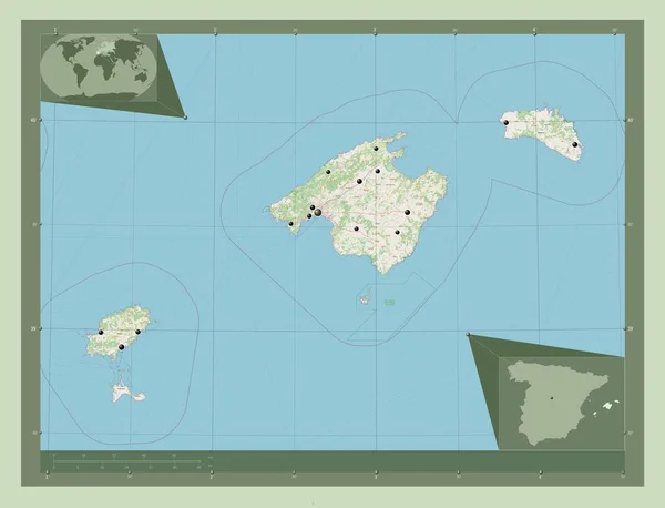 Islas Baleares Autonomous Community Spain Open Street Map Locations Major —  Fotos de Stock