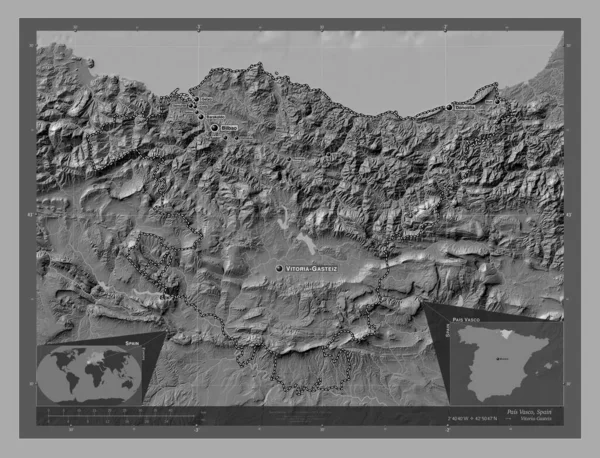 Pais Vasco Autonomous Community Spain Bilevel Elevation Map Lakes Rivers — Stockfoto