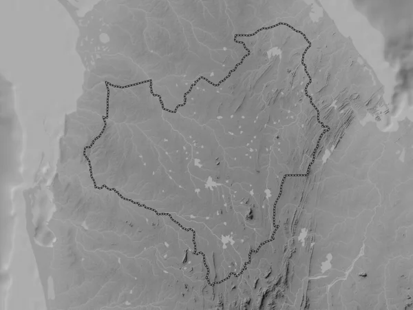 Anuradhapura District Sri Lanka Grayscale Elevation Map Lakes Rivers — Stock Photo, Image
