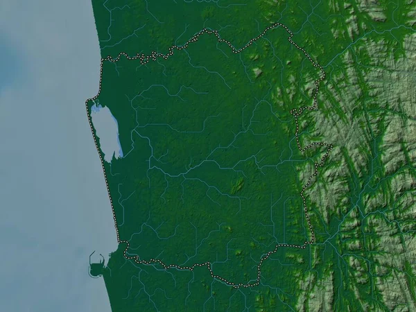 Gampaha District Sri Lanka Colored Elevation Map Lakes Rivers — Stock Photo, Image