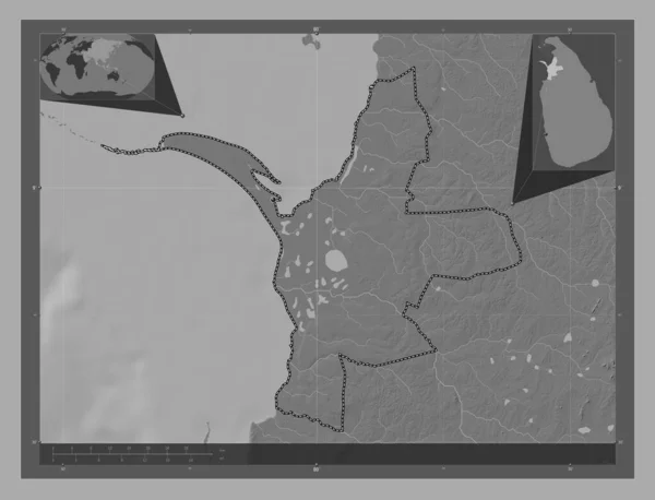 Mannar Distrito Sri Lanka Mapa Elevación Bilevel Con Lagos Ríos —  Fotos de Stock