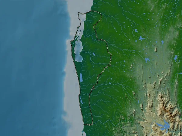 Puttalam District Sri Lanka Colored Elevation Map Lakes Rivers — Stock Photo, Image
