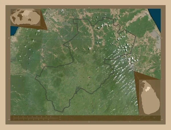 Vavuniya District Sri Lanka Low Resolution Satellite Map Corner Auxiliary — Stock Photo, Image