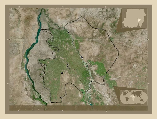 Jazirah Stato Del Sudan Mappa Satellitare Alta Risoluzione Località Delle — Foto Stock