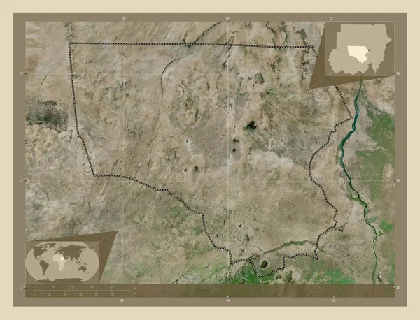 Norra Kurdufan Delstaten Sudan Högupplöst Satellitkarta Hjälpkartor För Hörnen — Stockfoto