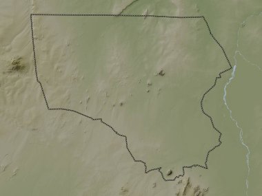 North Kurdufan, state of Sudan. Elevation map colored in wiki style with lakes and rivers
