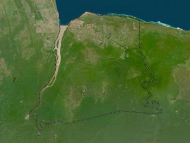 Nickerie, district of Suriname. Low resolution satellite map