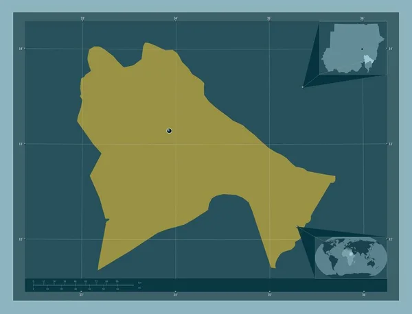 Sennar State Sudan Solid Color Shape Corner Auxiliary Location Maps — ストック写真
