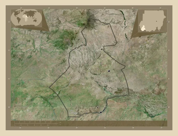South Darfur State Sudan High Resolution Satellite Map Locations Major —  Fotos de Stock