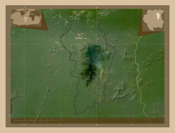 Брокопондо Район Суринама Карта Спутника Низкого Разрешения Вспомогательные Карты Расположения — стоковое фото