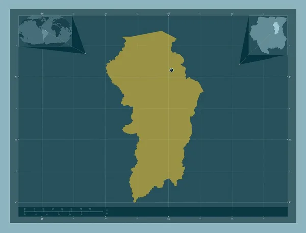 Brokopondo Περιφέρεια Του Σουρινάμ Ατόφιο Χρώμα Γωνιακοί Χάρτες Βοηθητικής Θέσης — Φωτογραφία Αρχείου