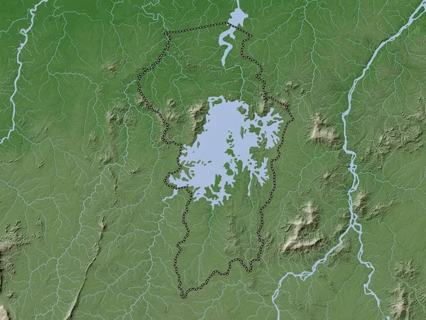 Brokopondo Okręg Surinam Mapa Wzniesień Kolorowa Stylu Wiki Jeziorami Rzekami — Zdjęcie stockowe
