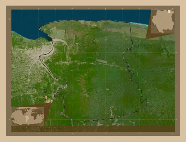 Commewijne District Suriname Low Resolution Satellite Map Corner Auxiliary Location — Stock Photo, Image