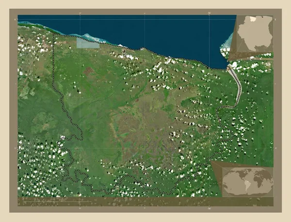 Coronie District Suriname High Resolution Satellite Map Corner Auxiliary Location — Stock Photo, Image