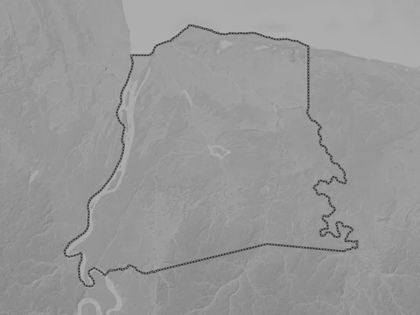 Nickerie Distrito Surinam Mapa Elevación Escala Grises Con Lagos Ríos —  Fotos de Stock