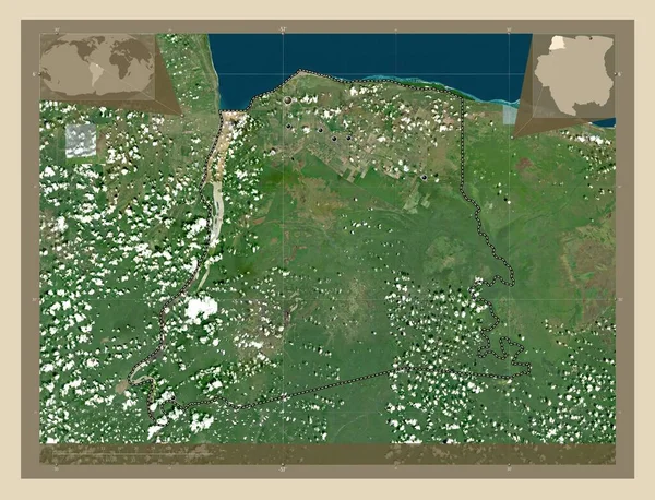 Nickerie District Suriname High Resolution Satellite Map Locations Major Cities — Stock Photo, Image