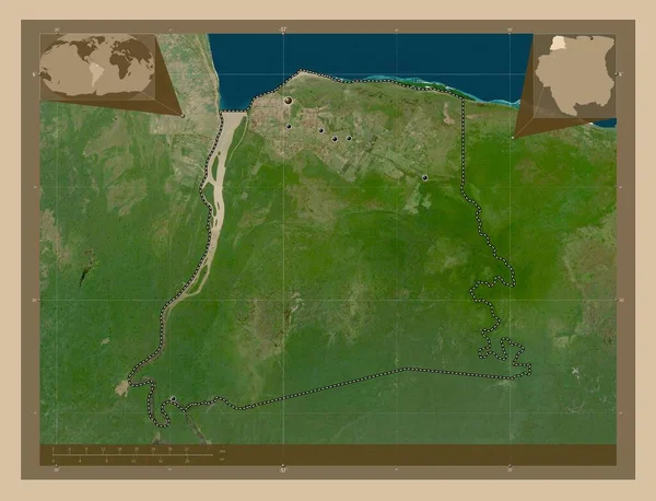 Nickerie Distretto Del Suriname Mappa Satellitare Bassa Risoluzione Località Delle — Foto Stock