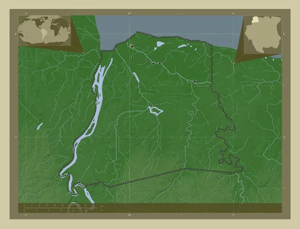 Nickerie District Suriname Elevation Map Colored Wiki Style Lakes Rivers — Stock Photo, Image