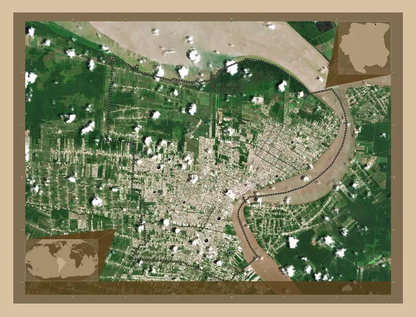 Paramaribo District Suriname Low Resolution Satellite Map Locations Major Cities — Stock Photo, Image