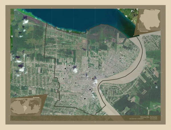 Paramaribo District Suriname High Resolution Satellite Map Locations Names Major — Stock Photo, Image