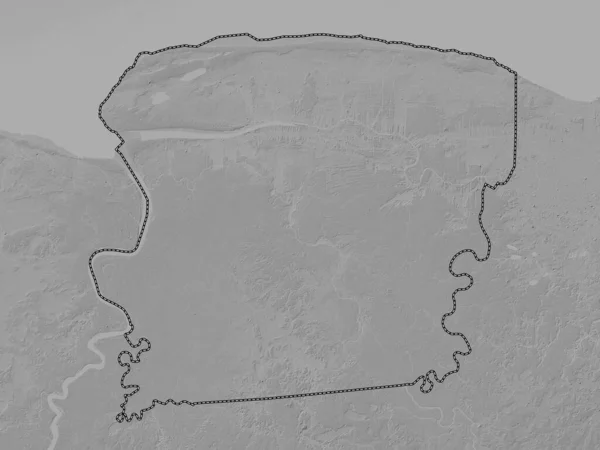 Saramacca Distretto Del Suriname Mappa Elevazione Scala Grigi Con Laghi — Foto Stock