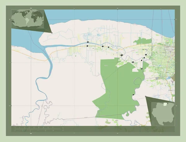 Saramacca Distriktet Surinam Öppna Gatukartan Platser För Större Städer Regionen — Stockfoto