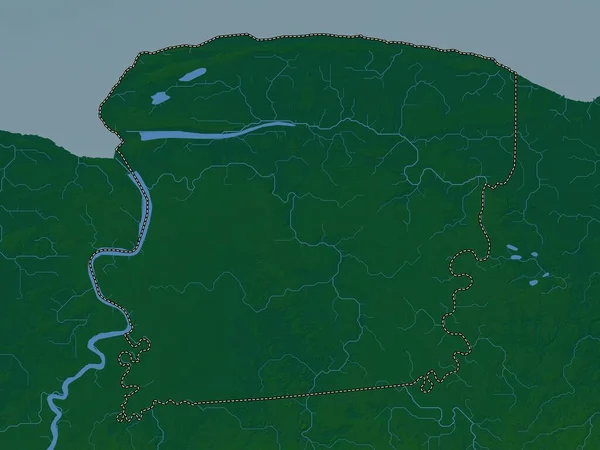 Сарамакка Район Суринаму Кольорові Карти Висот Озерами Річками — стокове фото