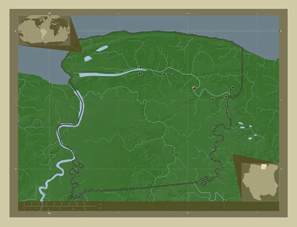 Сарамакка Район Суринаму Висота Карти Забарвлена Вікі Стилі Озерами Річками — стокове фото