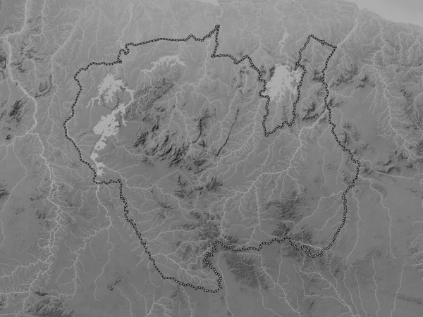 Sipaliwini District Suriname Grayscale Elevation Map Lakes Rivers — Stock Photo, Image