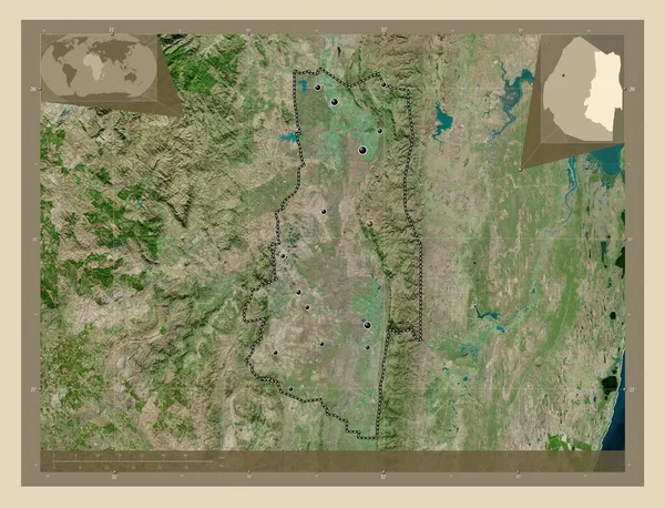 Лубомбо Район Есваріні Супутникова Карта Високої Роздільної Здатності Розташування Великих — стокове фото