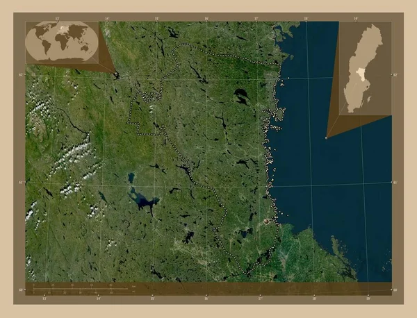 Gavleborg County Sweden Low Resolution Satellite Map Corner Auxiliary Location — Stockfoto