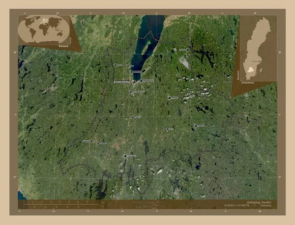 Йонкопінг Графство Швеція Супутникова Карта Низькою Роздільною Здатністю Місця Розташування — стокове фото