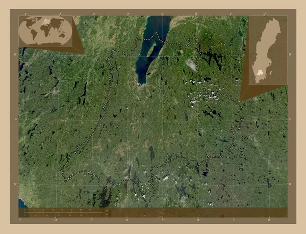 Йонкопінг Графство Швеція Супутникова Карта Низькою Роздільною Здатністю Кутові Допоміжні — стокове фото
