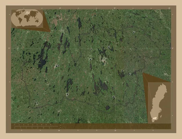 Кроноберг Графство Швеция Карта Спутника Низкого Разрешения Места Расположения Крупных — стоковое фото