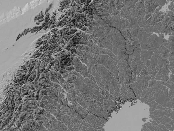 Norrbotten County Sweden Bilevel Elevation Map Lakes Rivers — Stock Photo, Image