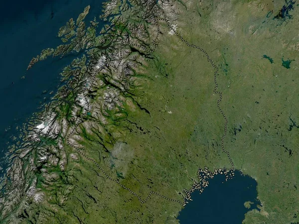 スウェーデンのノルボテン県 低解像度衛星地図 — ストック写真