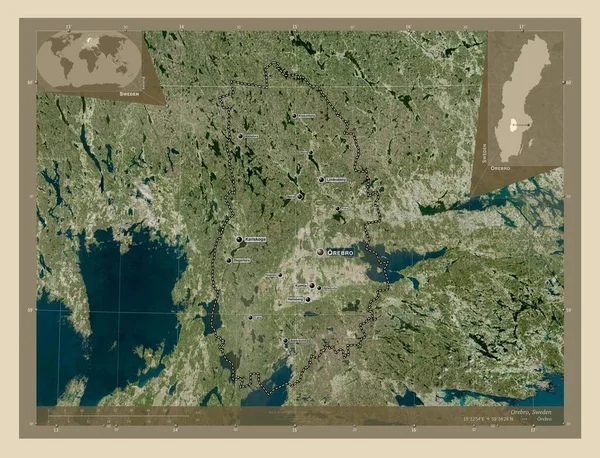 Оребро Графство Швеція Супутникова Карта Високої Роздільної Здатності Місця Розташування — стокове фото