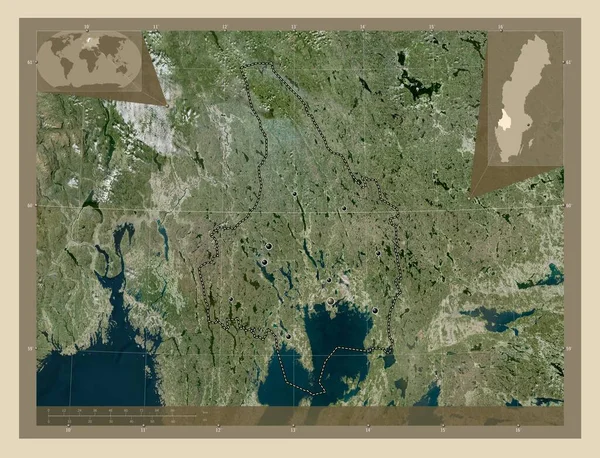 Varmland County Sweden High Resolution Satellite Map Locations Major Cities — Stock Photo, Image