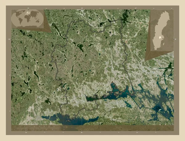 Vastmanland County Sweden High Resolution Satellite Map Corner Auxiliary Location — Stock Photo, Image