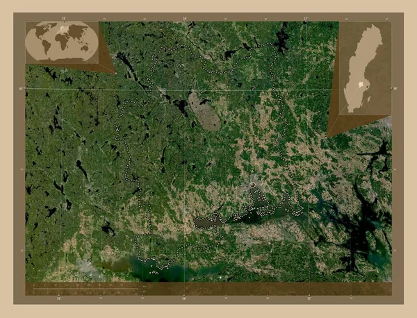 Vastmanland County Sweden Low Resolution Satellite Map Corner Auxiliary Location — Stock Photo, Image