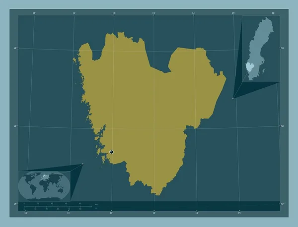 Vastra Gotaland Contea Svezia Forma Tinta Unita Mappa Della Posizione — Foto Stock