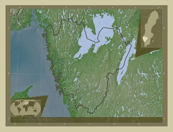 Vastra Gotaland Contea Svezia Mappa Elevazione Colorata Stile Wiki Con — Foto Stock