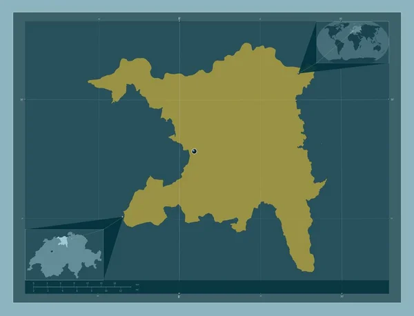 Aargau Kanton Szwajcarii Solidny Kształt Koloru Pomocnicze Mapy Położenia Narożnika — Zdjęcie stockowe