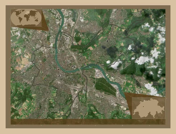 Базель Штадт Кантон Швейцарії Супутникова Карта Низькою Роздільною Здатністю Розташування — стокове фото