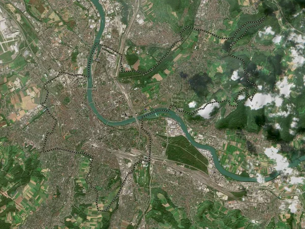 Basel Stadt Canton Switzerland Low Resolution Satellite Map — Stock Photo, Image
