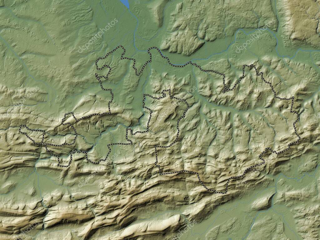 BaselLandschaft, canton of Switzerland. Colored elevation map with lakes and rivers 2023
