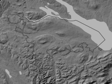 Thurgau, canton of Switzerland. Grayscale elevation map with lakes and rivers