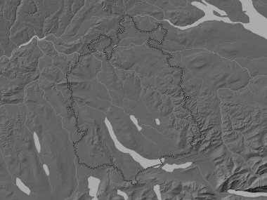 Zurich, canton of Switzerland. Bilevel elevation map with lakes and rivers
