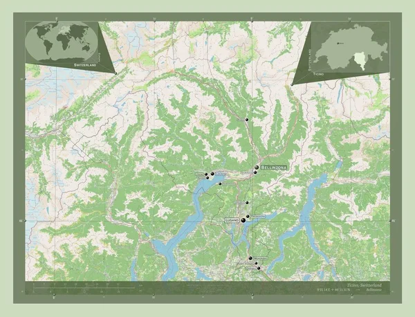 Ticino Canton Switzerland Open Street Map Locations Names Major Cities — Photo